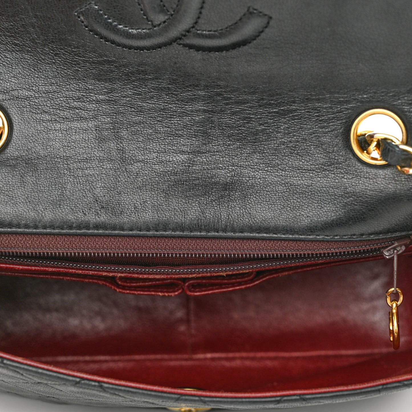 Lambskin Quilted Small Single Flap Black