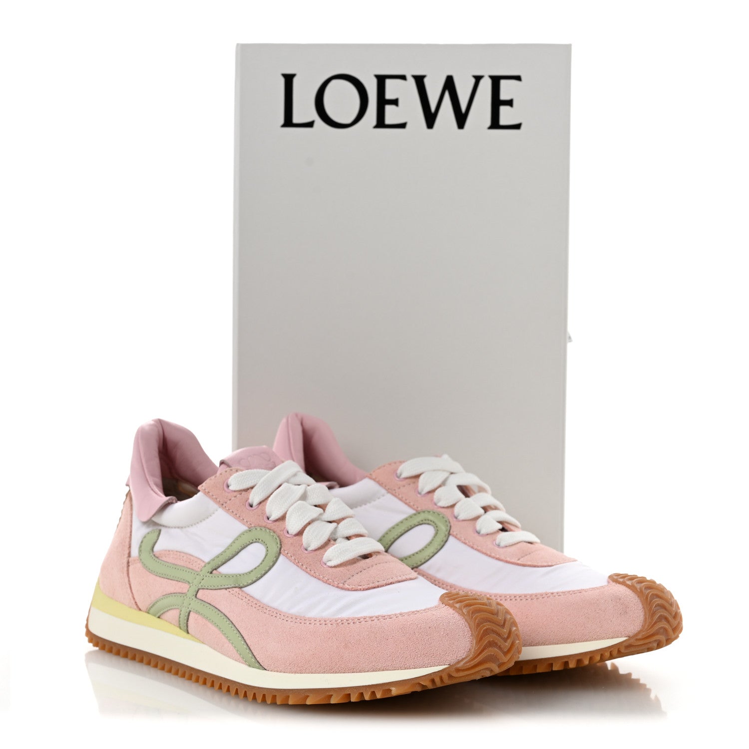 Loewe Nylon Suede Flow Runner Sneakers 38 Bonbon White 10 of 10