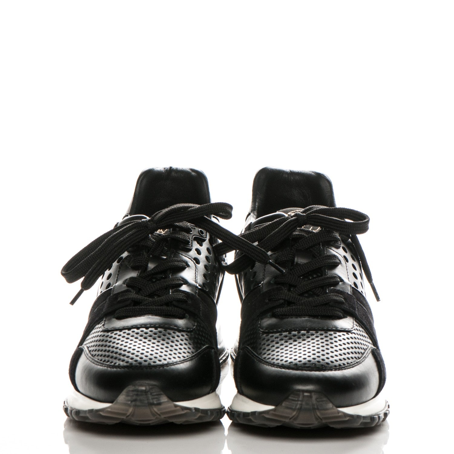 Louis Vuitton Nubuck Calfskin Perforated Run Away Sneakers 38 Black 2 of 6