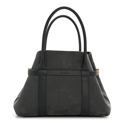 Loro Piana Nubuck Grained Calfskin Small Ghiera Shopper Tote Blue Navy 1 of 11