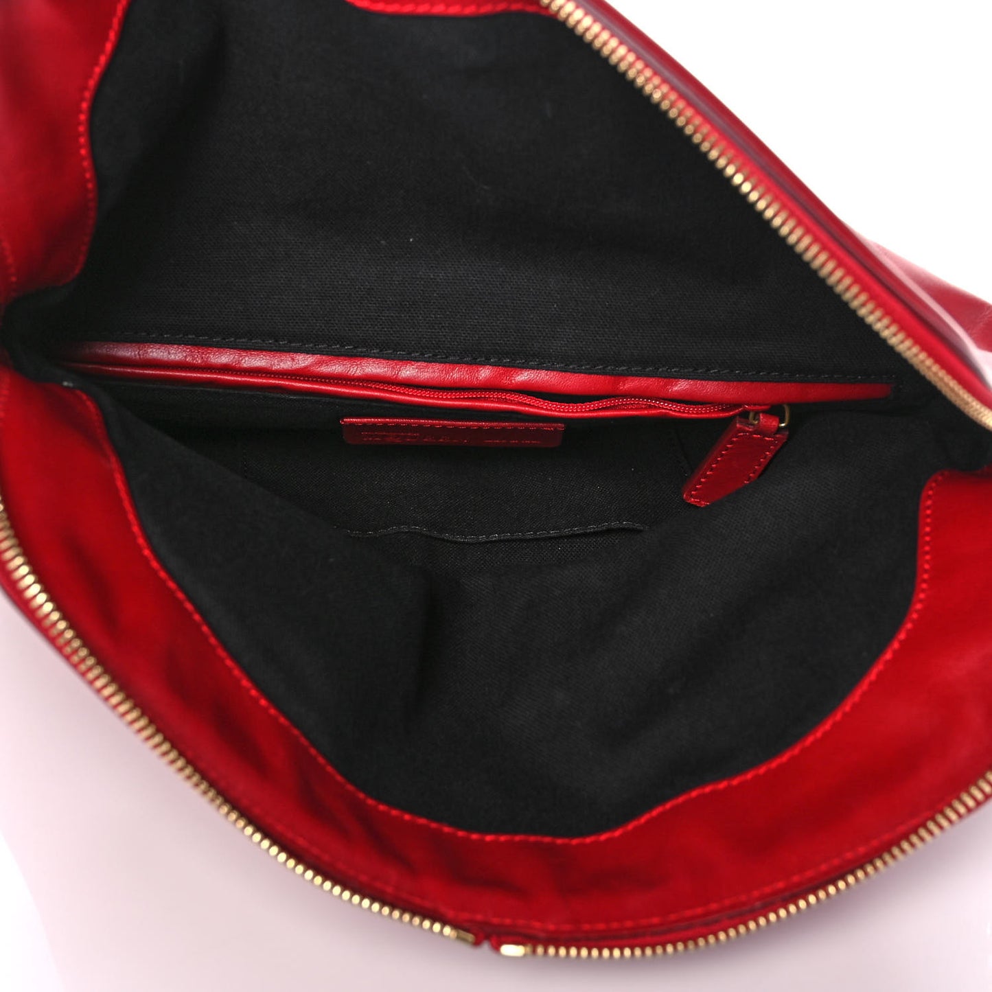 Grainy Calfskin Padlock Skull Clutch Red