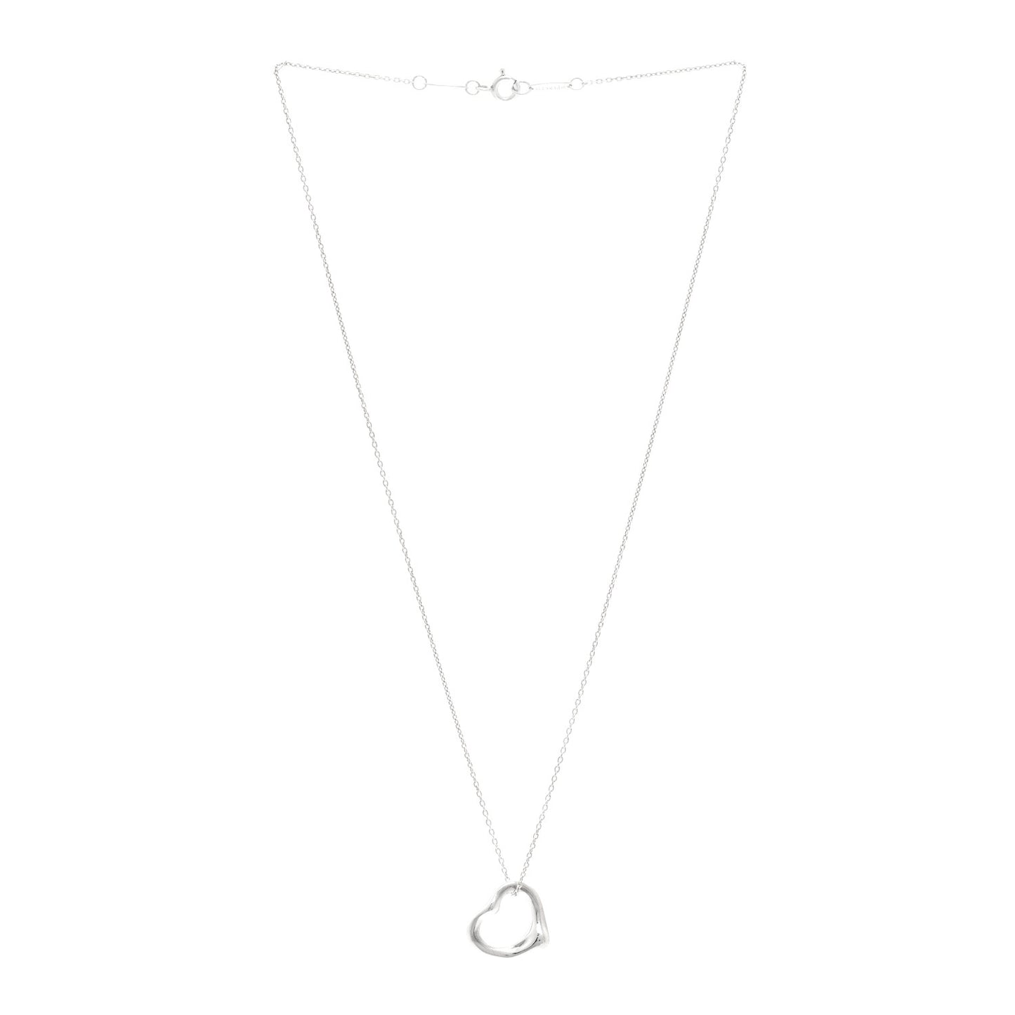 Sterling Silver 16mm Elsa Peretti Open Heart Pendant Necklace