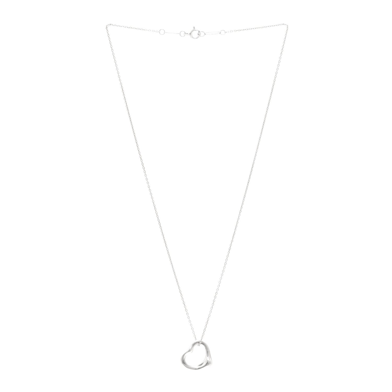 Tiffany Sterling Silver 16mm Elsa Peretti Open Heart Pendant Necklace 3 of 5