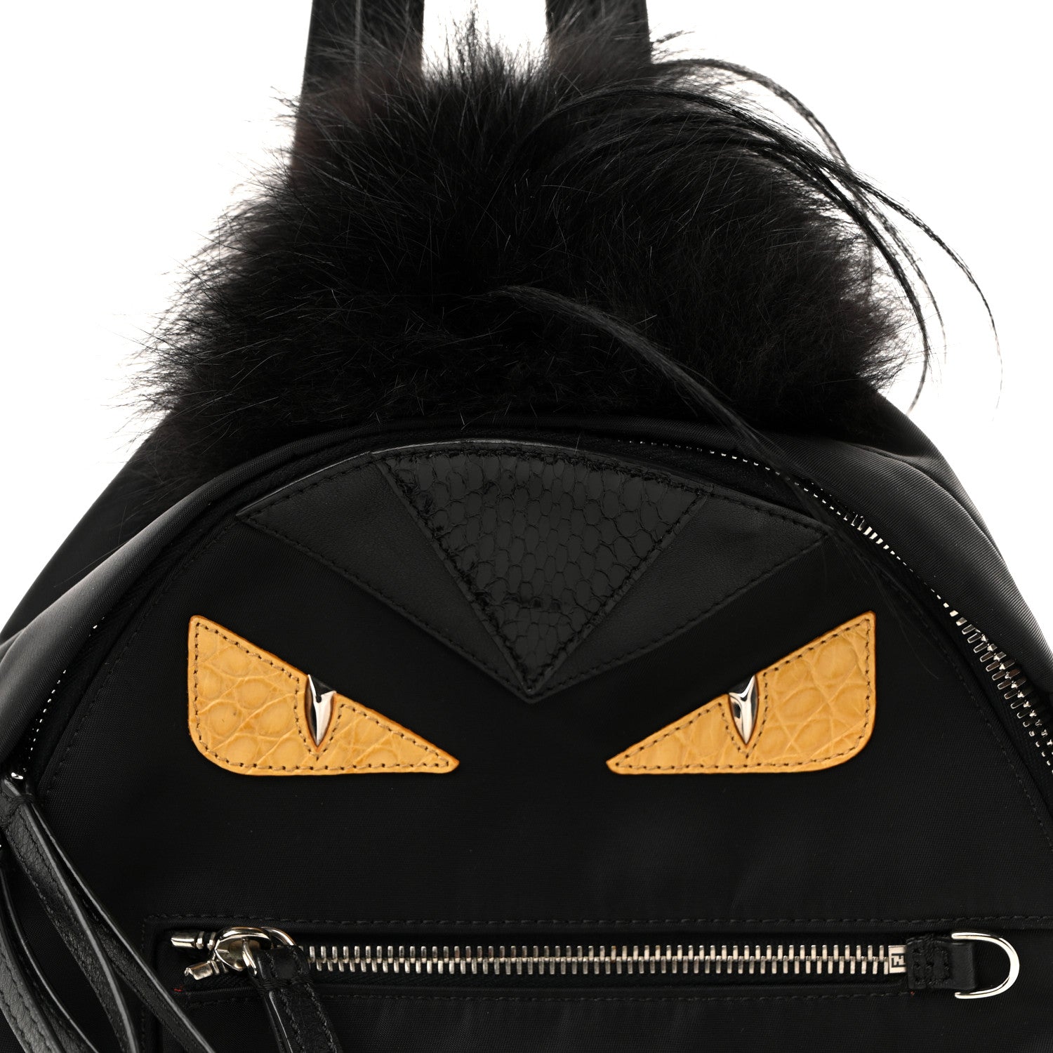 Fendi Nylon Vitello Dolce Goat Fox Fur Crocodile Monster Eyes Mini