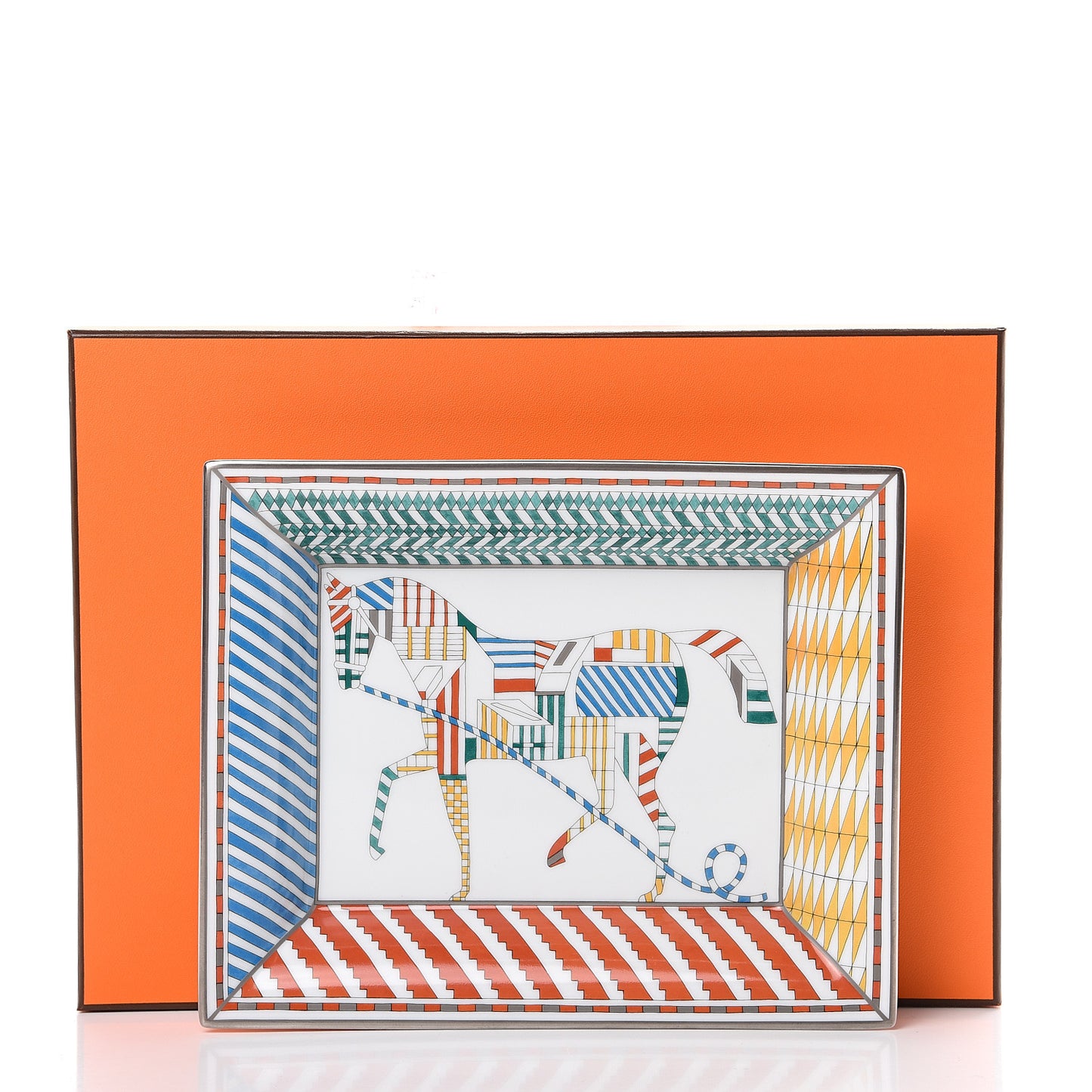 Porcelain Velvet Goatskin Promenade Au Faubourg Change Tray Arlequin