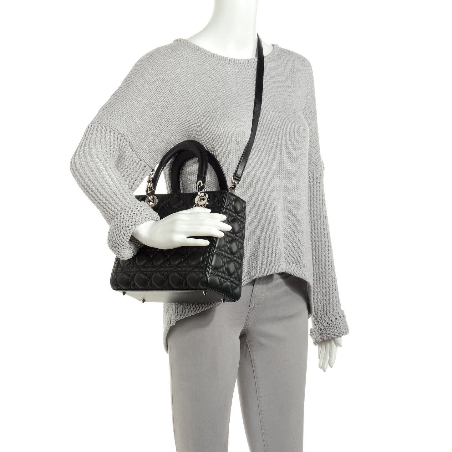 Lambskin Cannage Medium Lady Dior Black