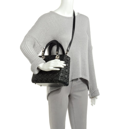 Christian Dior Lambskin Cannage Medium Lady Dior Black 2 of 8