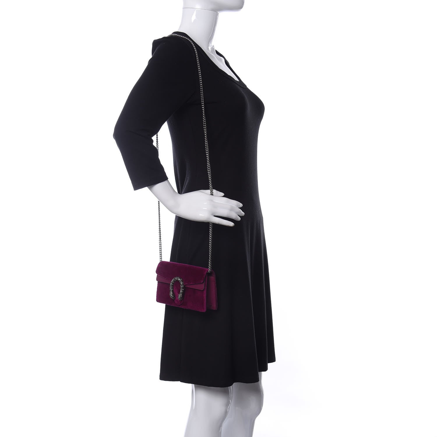 Gucci Velvet Super Mini Dionysus Shoulder Bag Fuchsia Violet Cyclamen 2 of 9