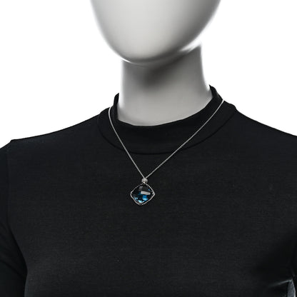 David Yurman Sterling Silver Diamond Blue Topaz 20mm Cushion on Point Drop Pendant Necklace 2 of 8
