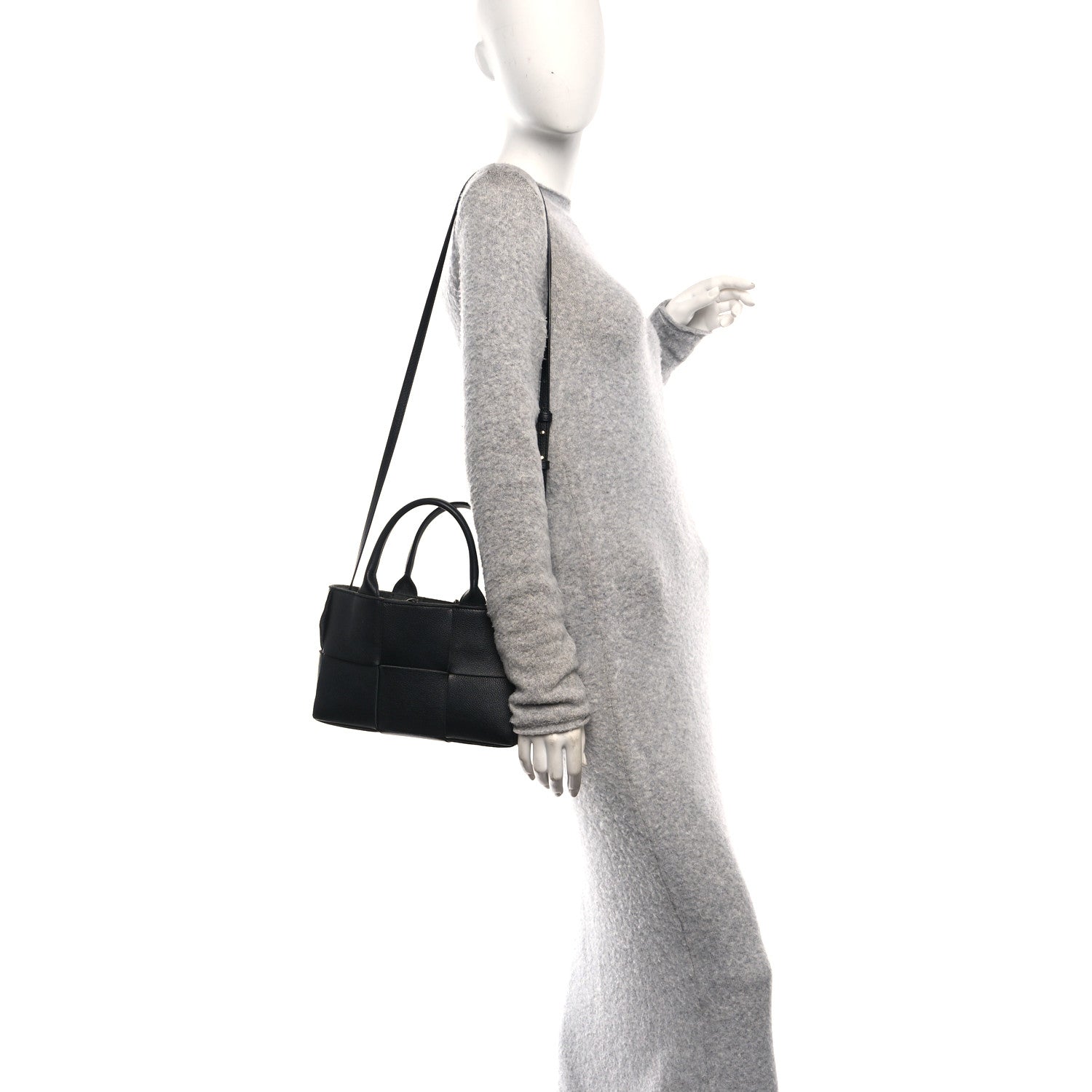 Bottega Veneta Grained Calfskin Maxi Intrecciato Mini Arco Tote Black 2 of 10
