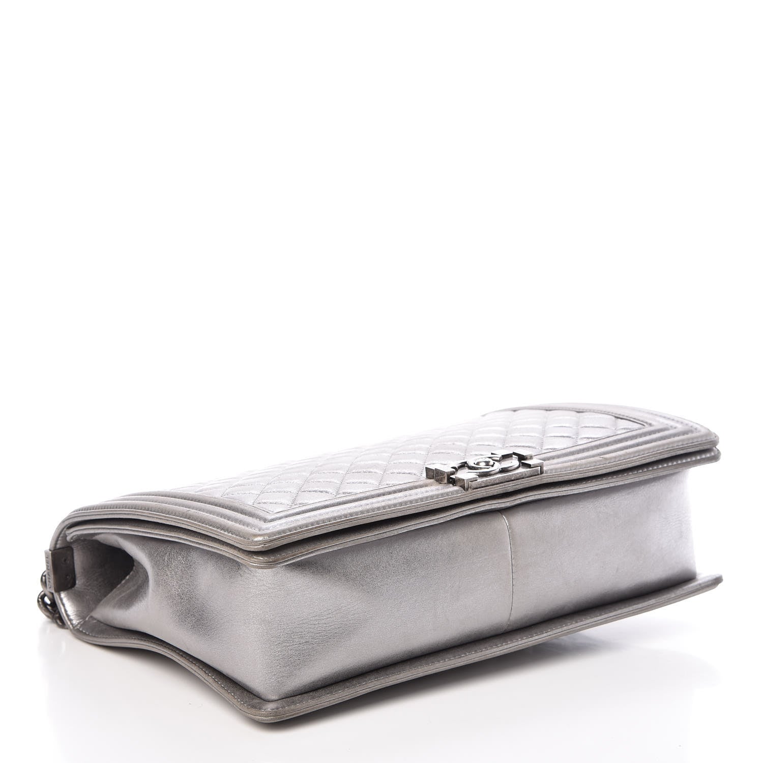 Chanel Metallic Calfskin Quilted Large Boy Flap Silver 5 of 10