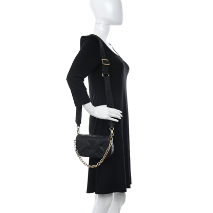 Louis Vuitton Calfskin Bubblegram Wallet On Strap Black 2 of 9