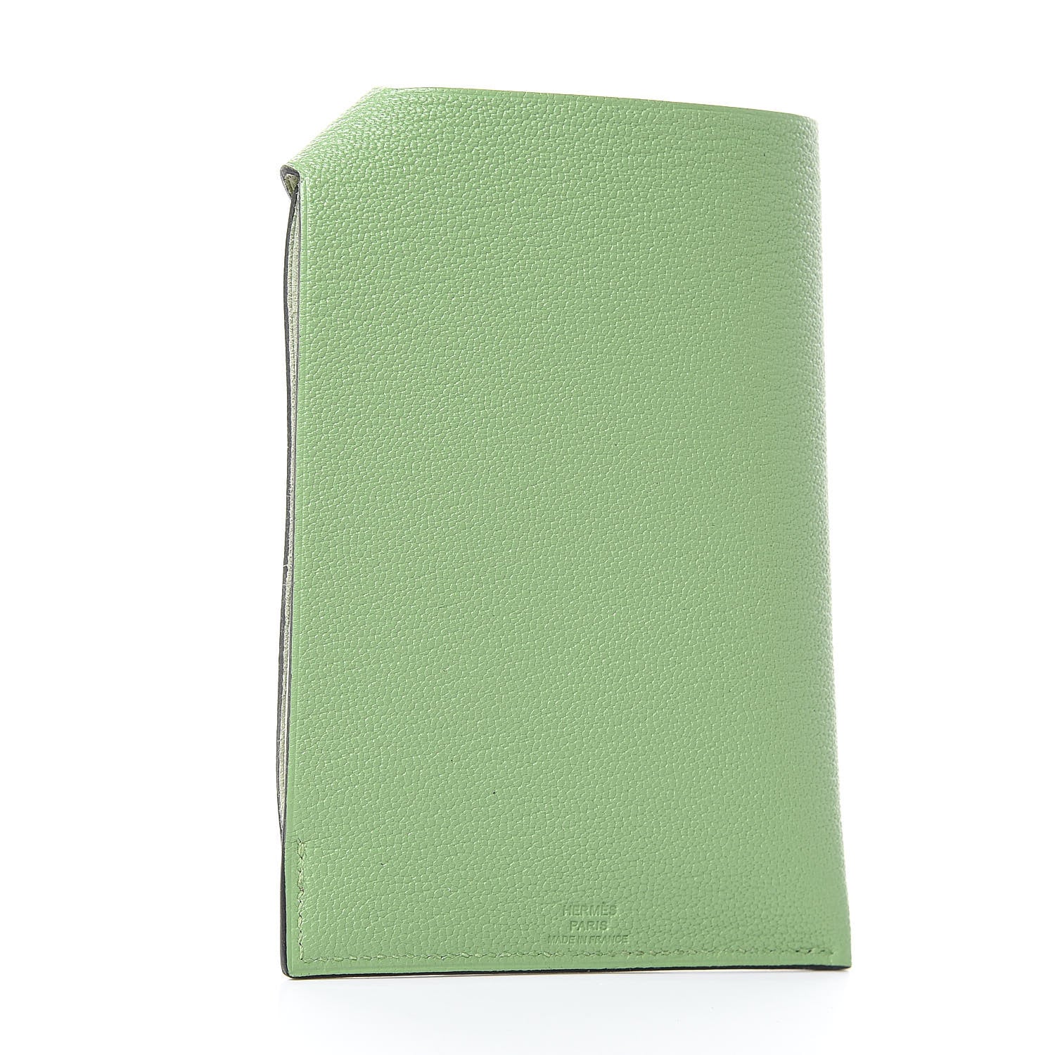 Hermes Chevre Mysore Tarmac Dot PM Passport Holder Vert Criquet Bleu Brume 3 of 8