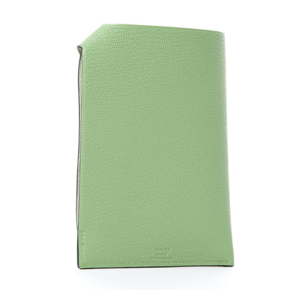 Hermes Chevre Mysore Tarmac Dot PM Passport Holder Vert Criquet Bleu Brume 3 of 8