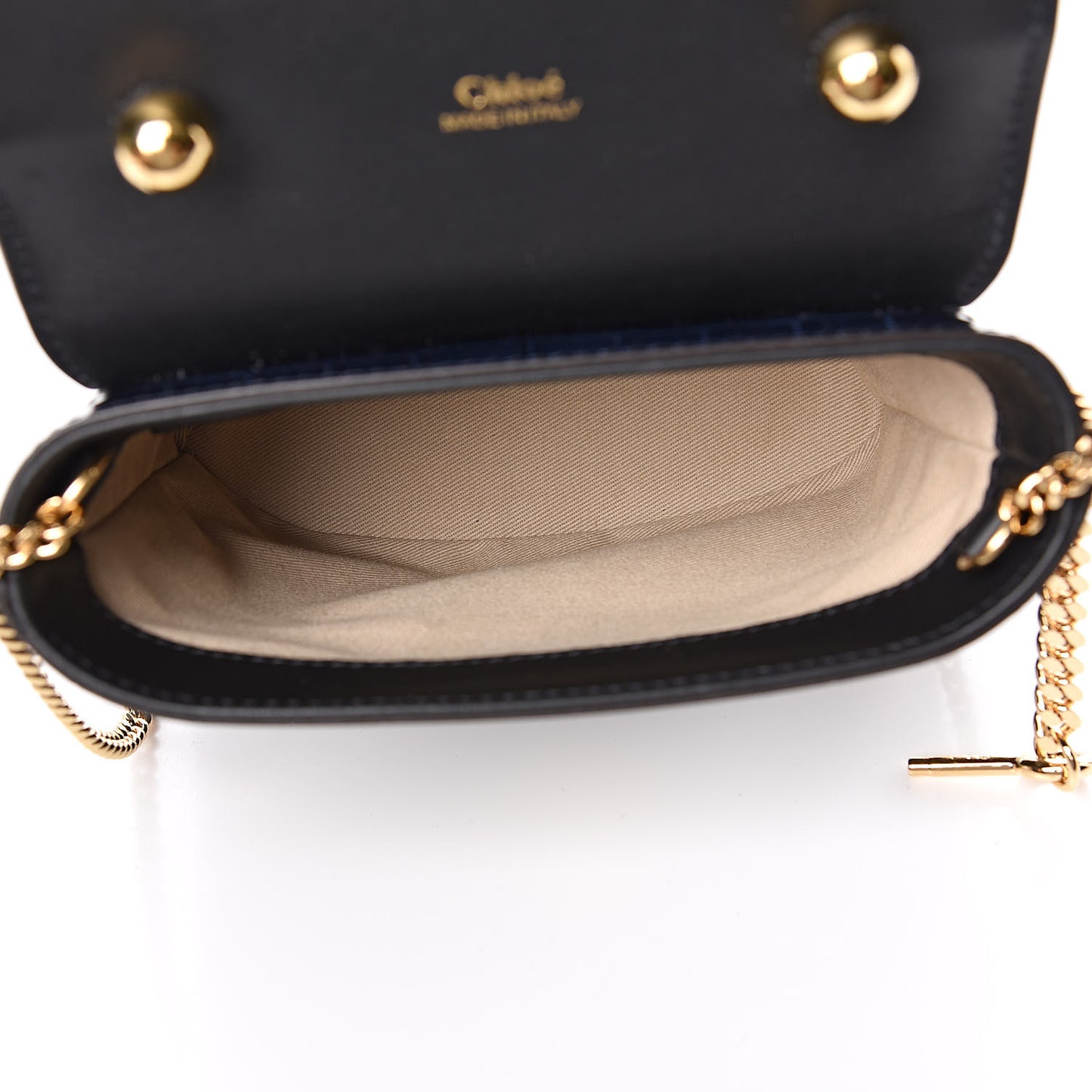 Calfskin Crocodile Embossed Small Aby Lock Full Blue