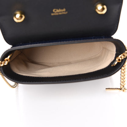 Chloe Calfskin Crocodile Embossed Small Aby Lock Full Blue 5 of 9