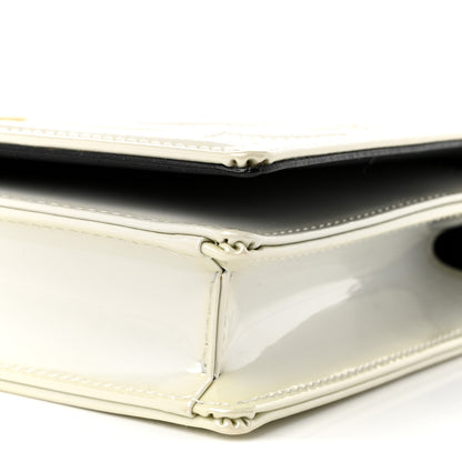 Christian Dior Patent Micro-Cannage Diorama Wallet on Chain Pouch Metallic White 9 of 9