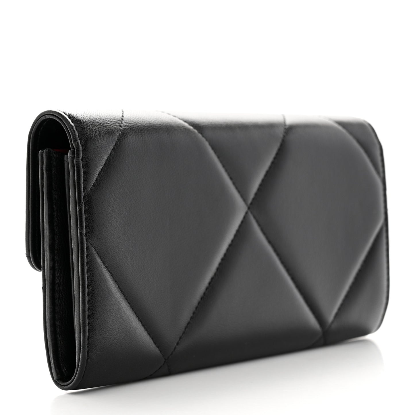 Lambskin Quilted Chanel 19 Flap Wallet Black