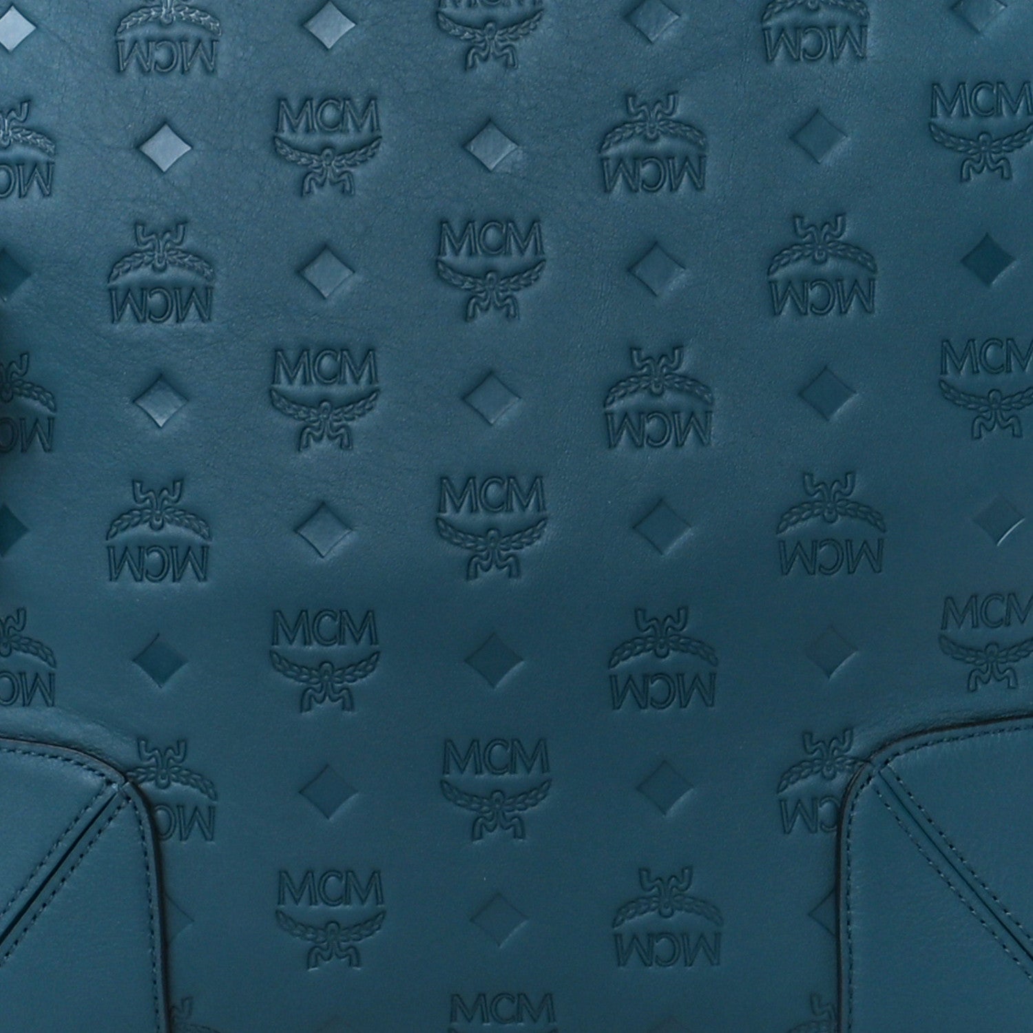 MCM Calfskin Ottomar Monogram Medium Klara Hobo Teal 9 of 12
