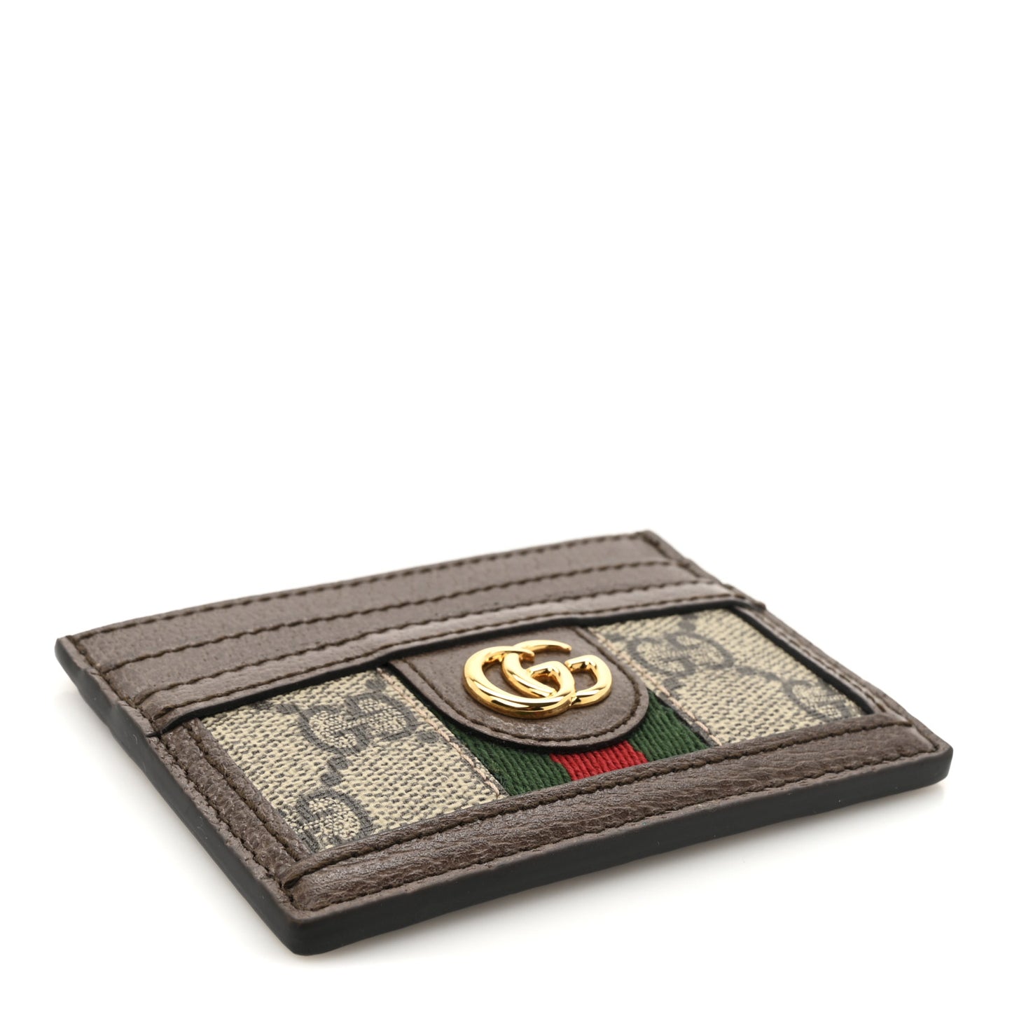 GG Supreme Monogram Textured Dollar Calfskin Ophidia Card Holder Beige Ebony New Acero