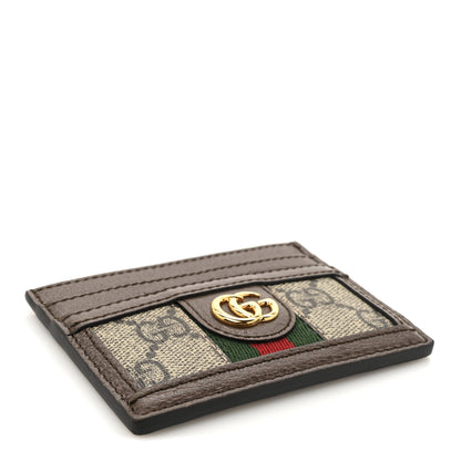 Gucci GG Supreme Monogram Textured Dollar Calfskin Ophidia Card Holder Beige Ebony New Acero 4 of 7