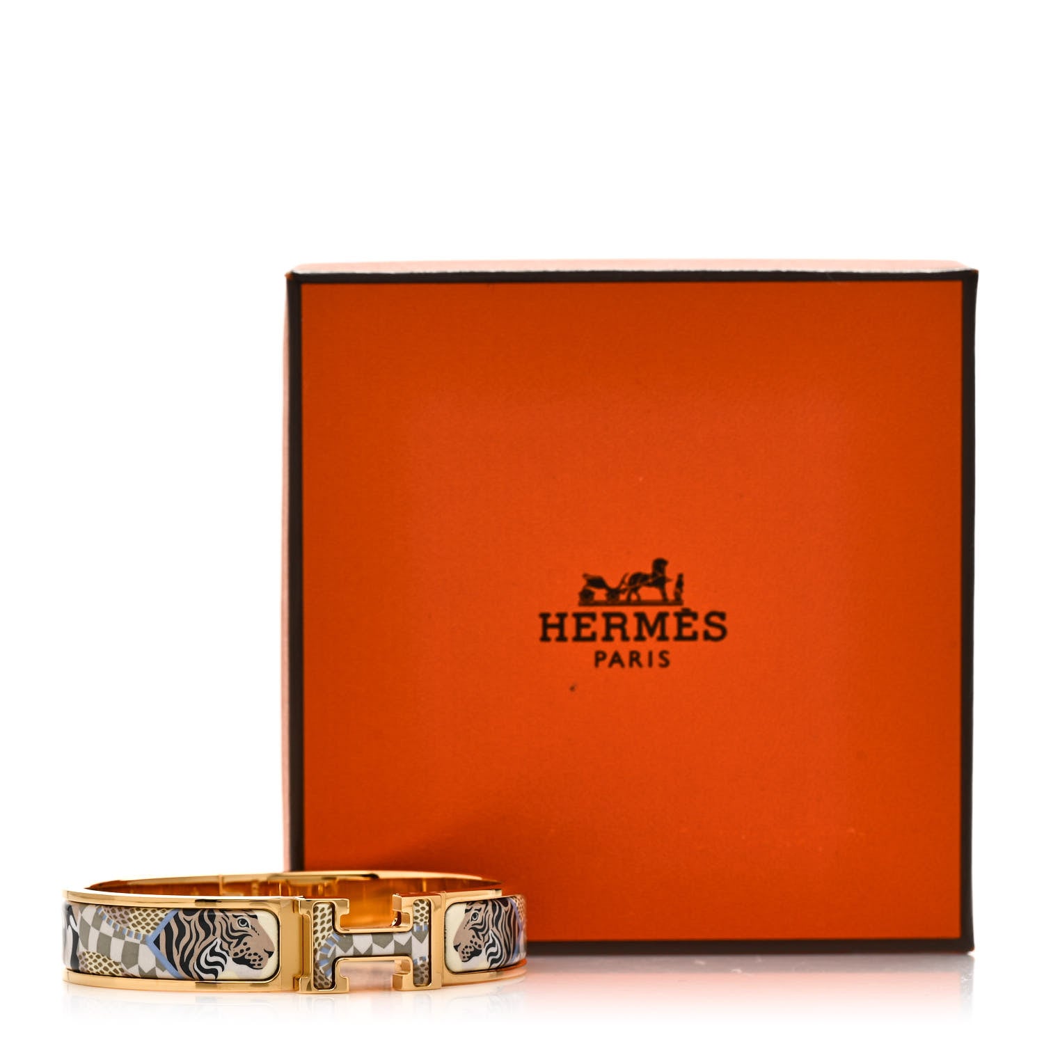 Hermes Enamel Printed Narrow Lanternes Ballons et Cocarde Clic Clac H Bracelet GM Lumiere 5 of 5