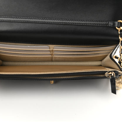 Chanel Lambskin Quilted CC Pearl Crush Wallet on Chain WOC Black 5 of 10