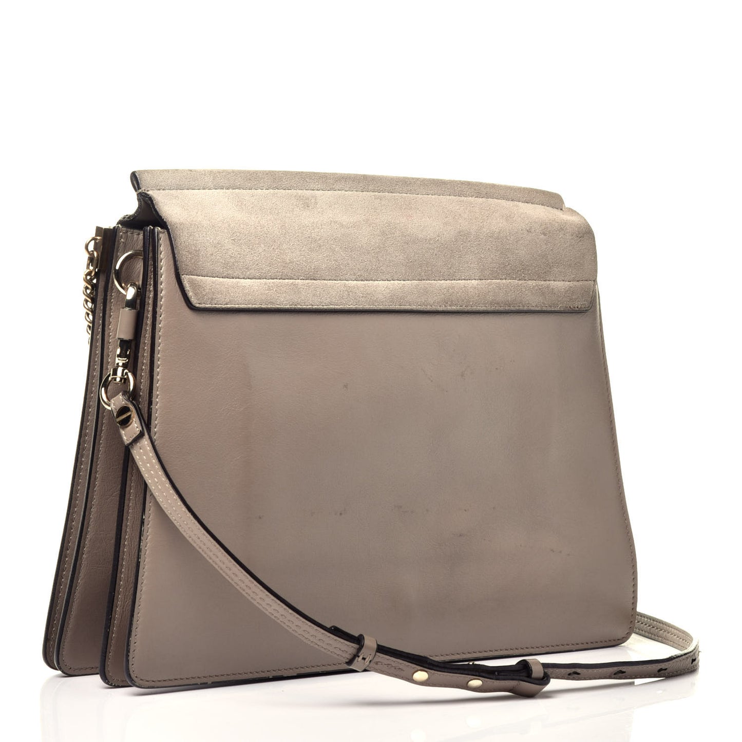 Calfskin Suede Medium Faye Shoulder Bag Motty Grey