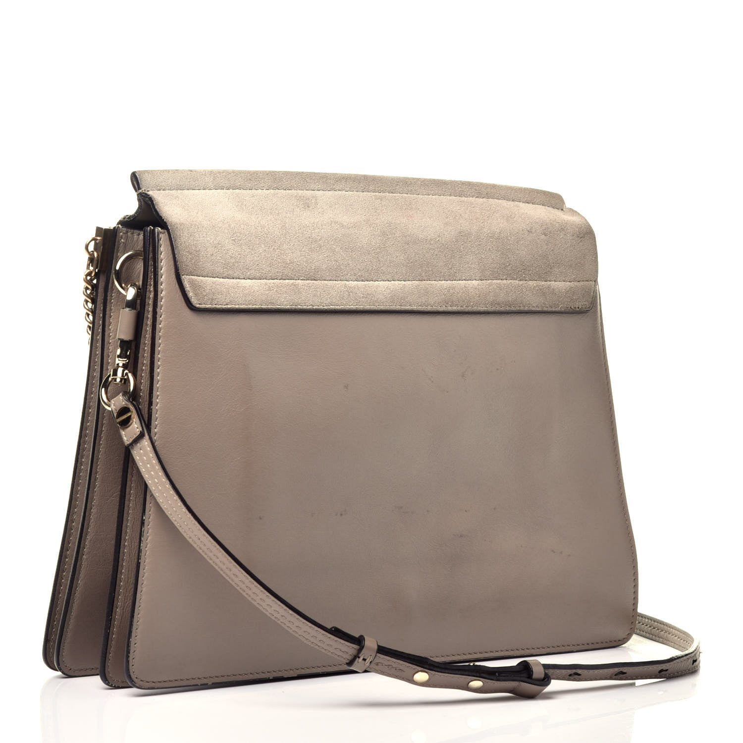 Chloe Calfskin Suede Medium Faye Shoulder Bag Motty Grey 3 of 9