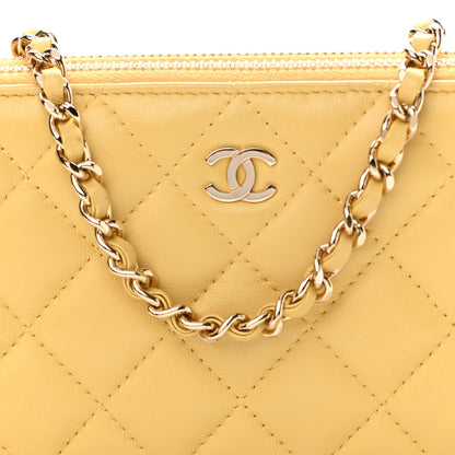 Chanel Lambskin Quilted Small Clutch With Chain Yellow 10 of 12
