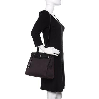 Hermes Military Toile Vache Hunter Herbag Zip PM 31 Prune Black 2 of 11
