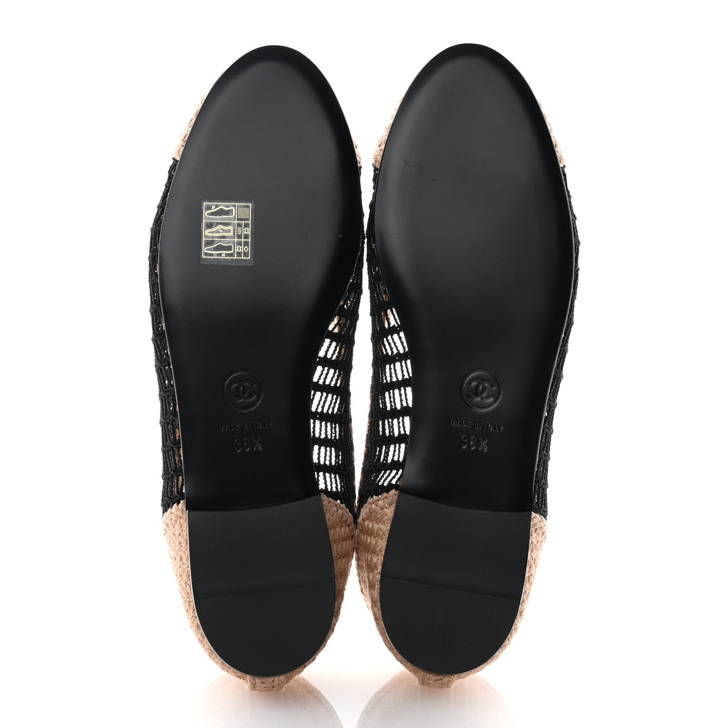 Chanel Raffia Cap Toe Ballerina Flats 36.5 Black Beige 5 of 8