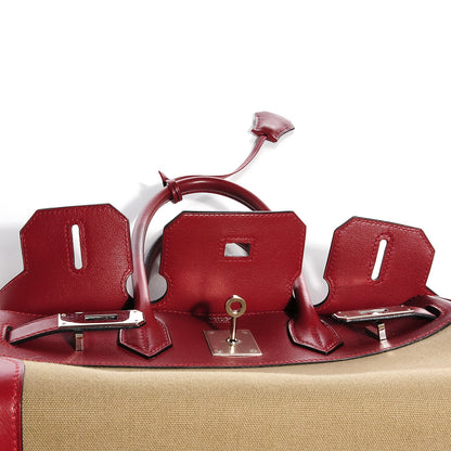 Hermes Toile Swift Birkin 30 Rouge H 23 of 24
