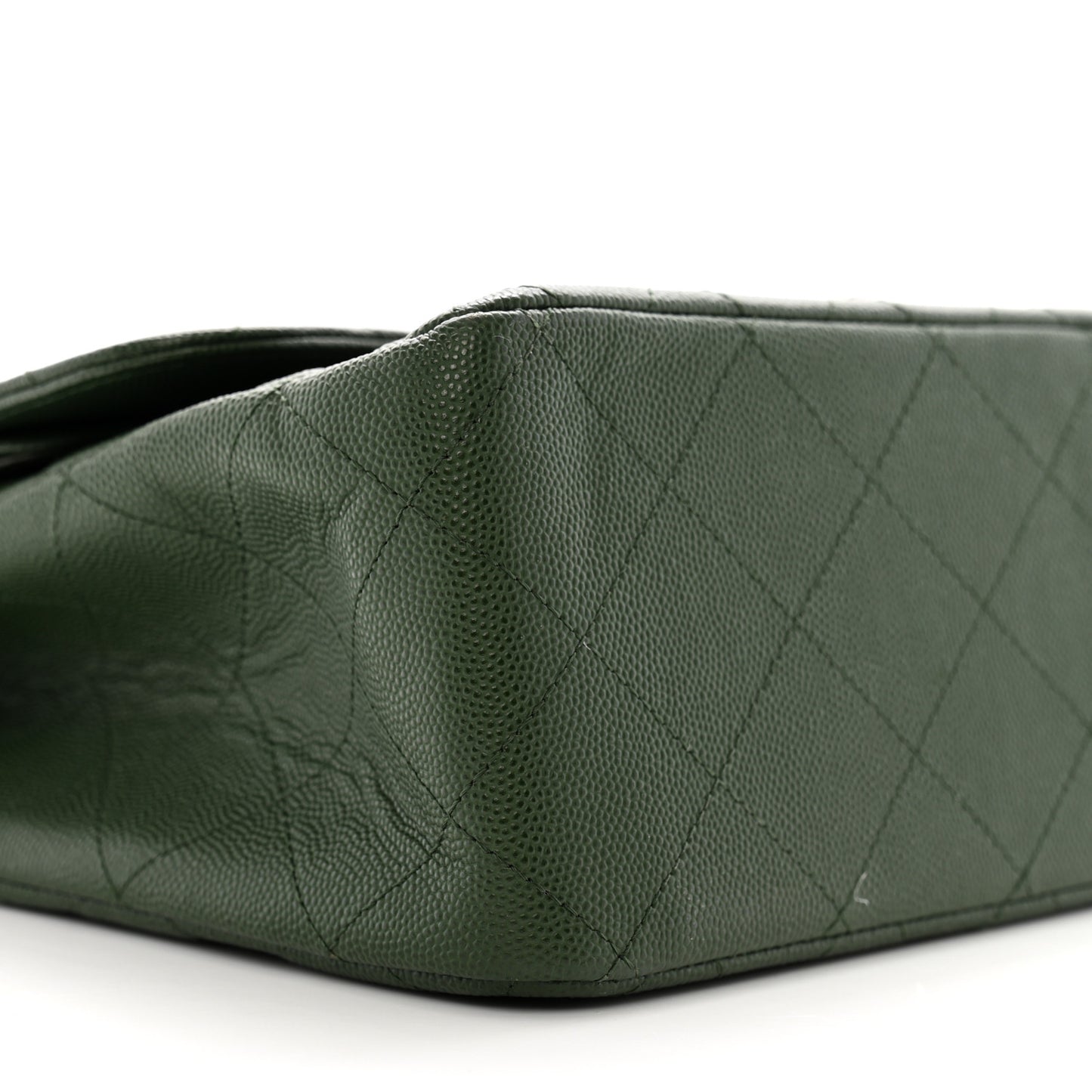 Caviar Quilted Jumbo Double Flap Green