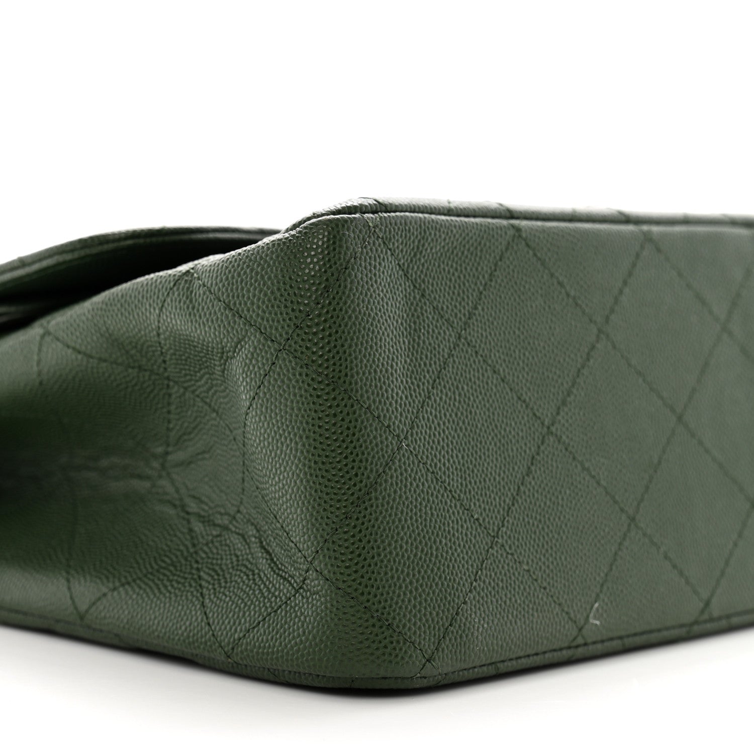 Chanel Caviar Quilted Jumbo Double Flap Green 9 of 13
