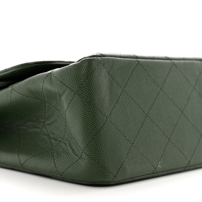 Chanel Caviar Quilted Jumbo Double Flap Green 9 of 13