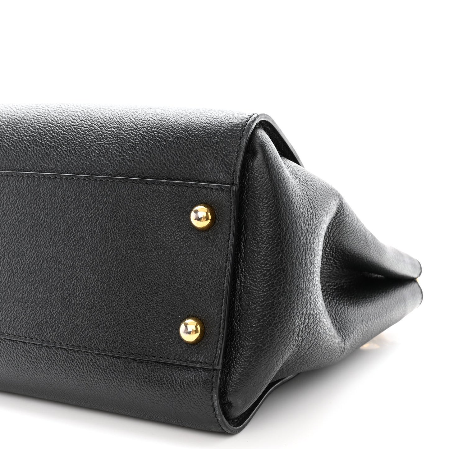 Soft Grain Calfskin Medium Buckle Tote Black