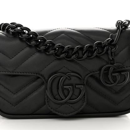 Gucci Calfskin Matelasse Monochrome GG Marmont Chain Belt Bag Black 8 of 13