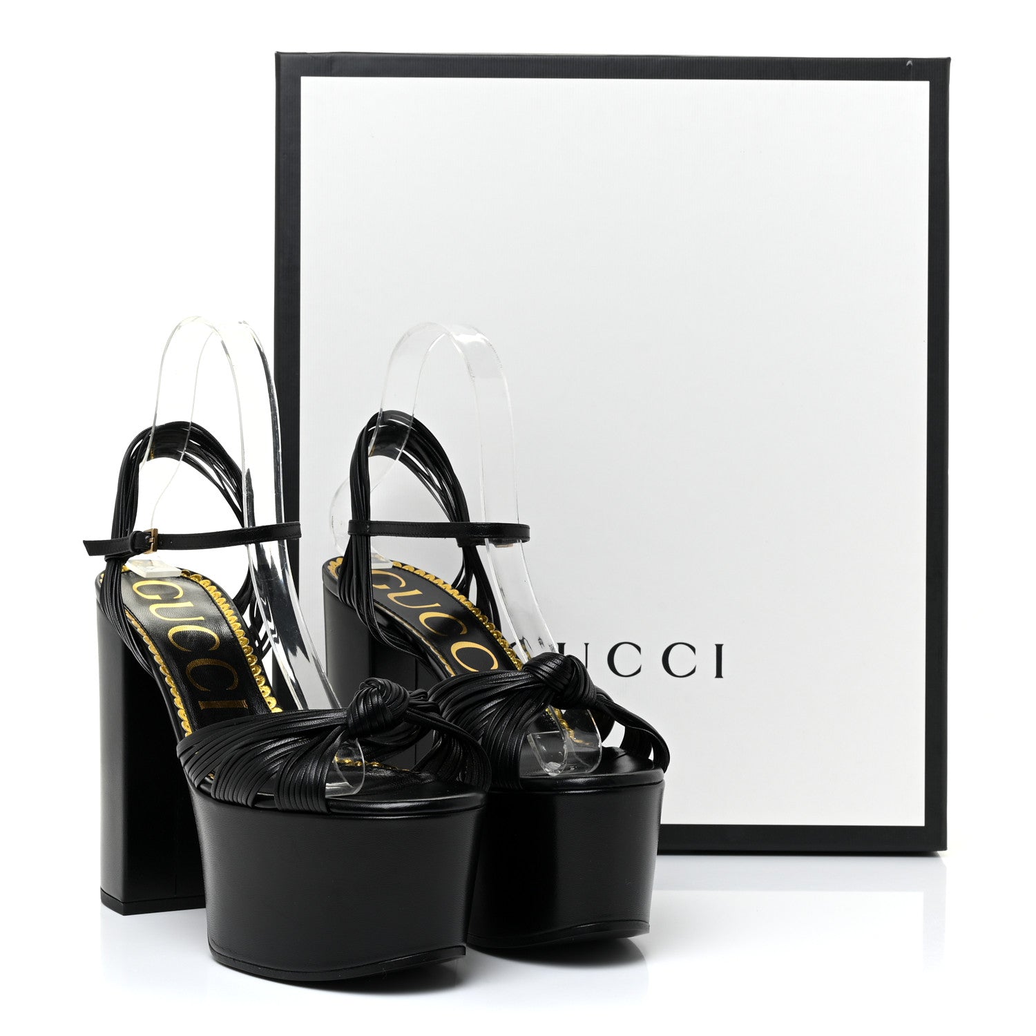 Gucci Malaga Kid Crawford Knotted Strap Platform Sandals 38.5 Black 13 of 13