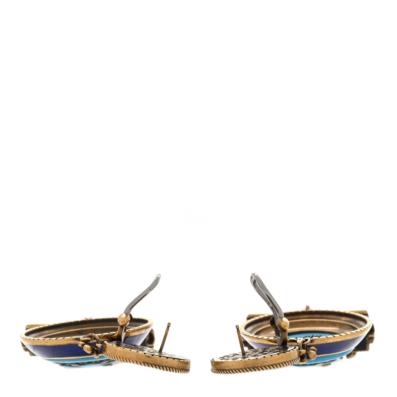 Gucci Metal GG Scarab Tassel Drop Clip Earrings 3 of 4