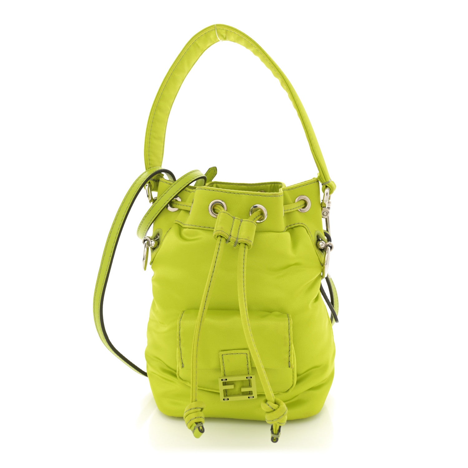 Fendi Nylon Ninfa Vitello King Cuoio Mini Mon Tresor Bucket Bag Wasabi 1 of 10