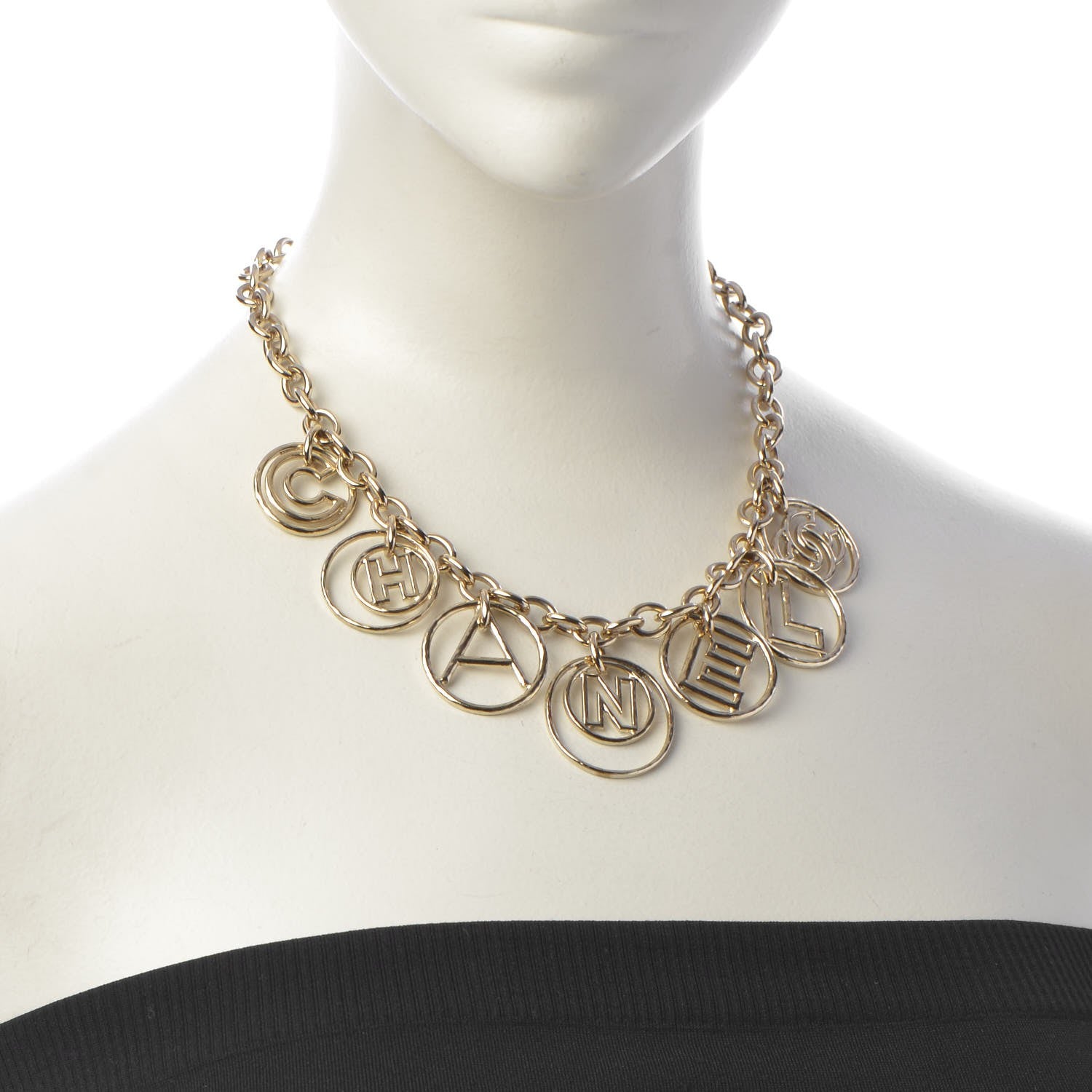 Chanel Hoop Cuba Logo Necklace Gold 2 of 5