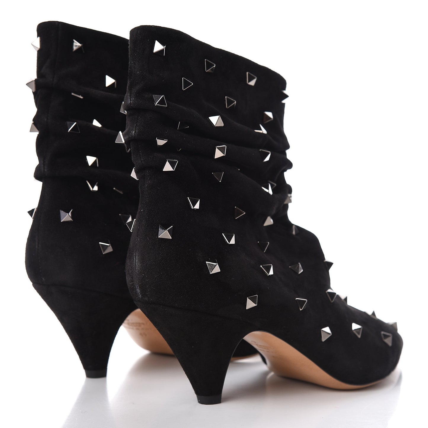 Suede Rockstud Scrunch Ankle Booties 41 Black