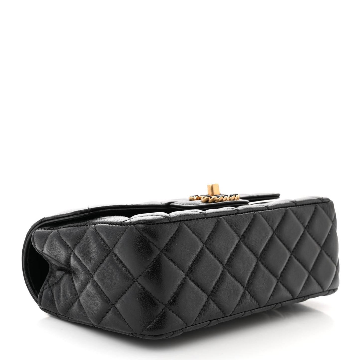 Lambskin Quilted Mini Strass On Top Flap Black