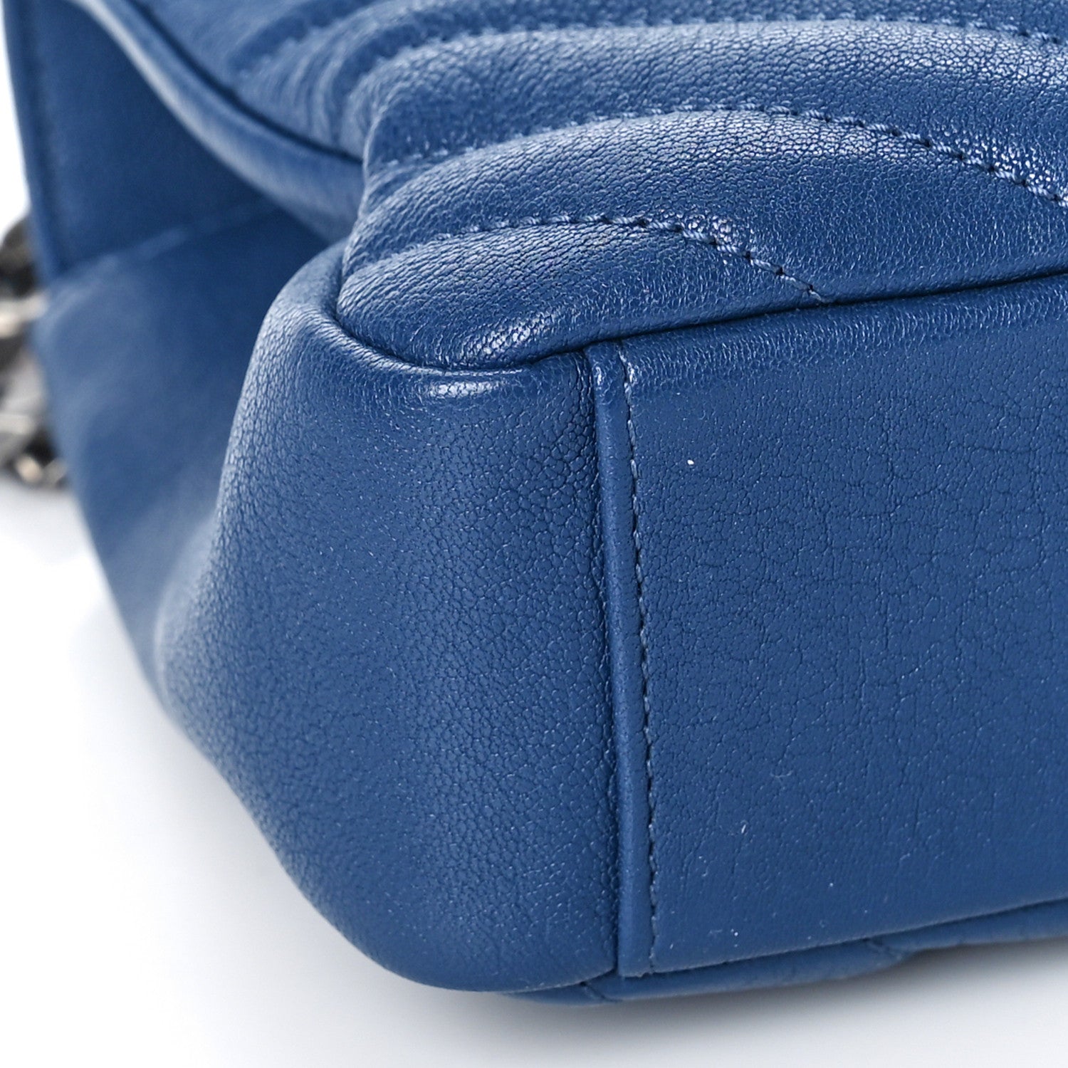 Saint Laurent Sheepskin Matelasse Chevron Monogram Medium College Bag Royal Blue 8 of 10