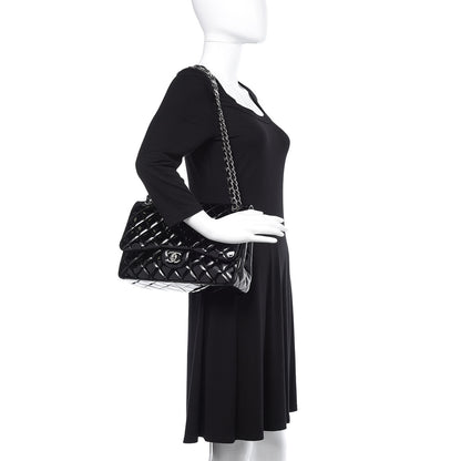 Chanel Patent Quilted Jumbo Double Flap Black 2 of 19