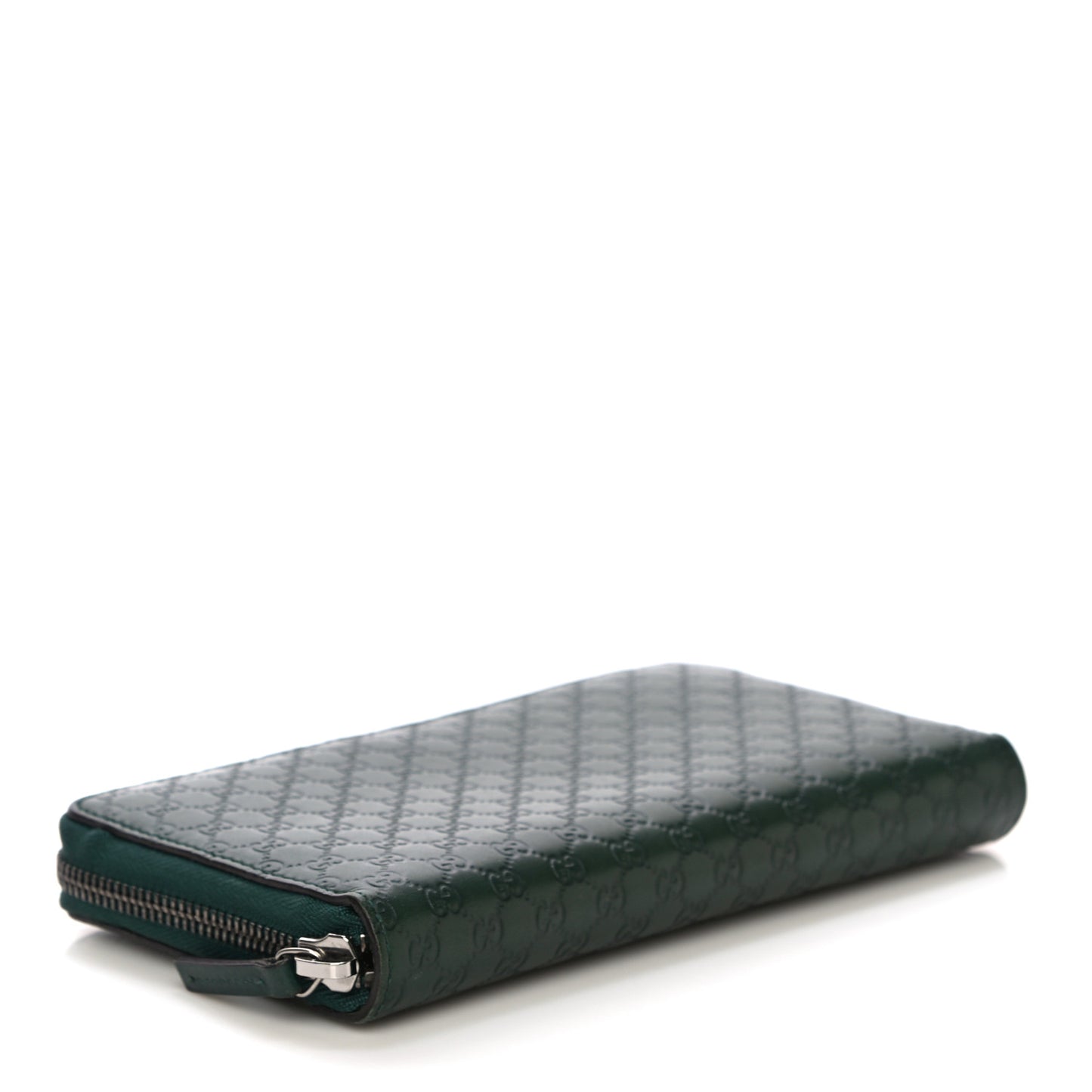 Microguccissima Zip Around Wallet Dark Green