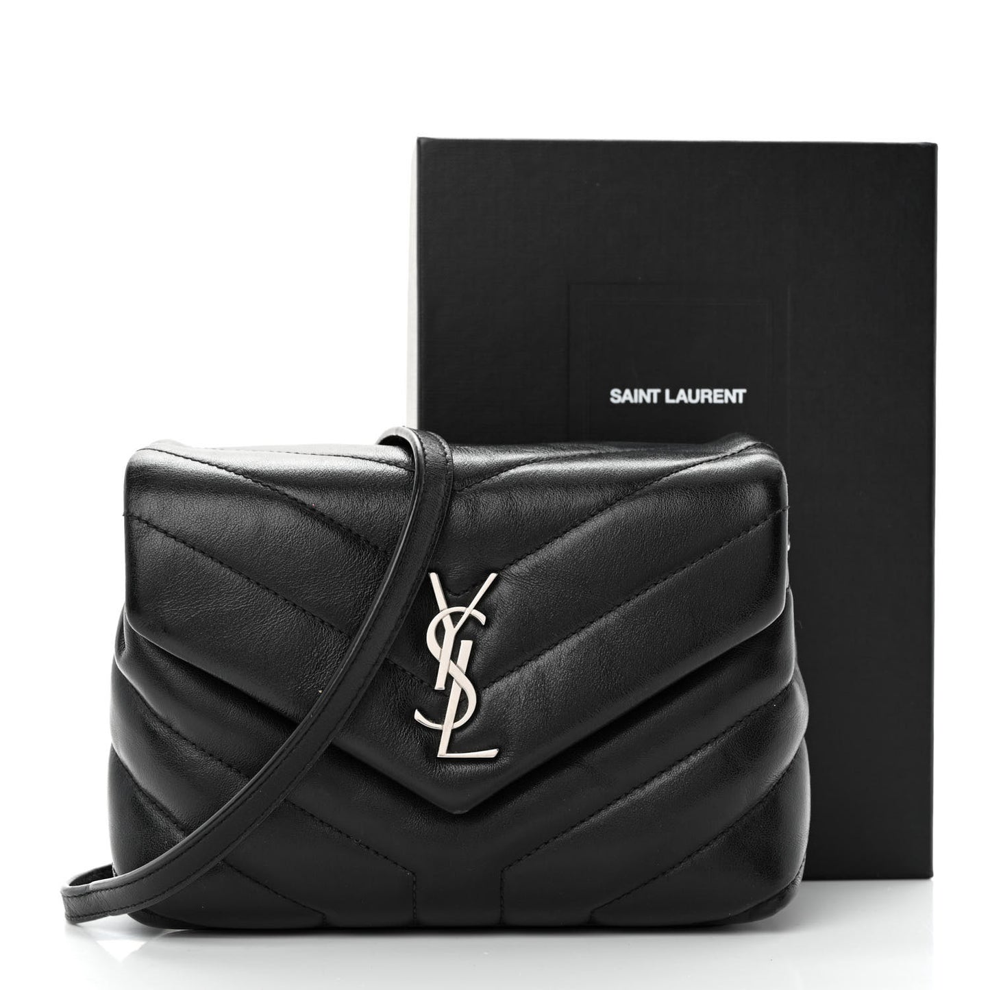 Calfskin Y Quilted Monogram Toy Loulou Crossbody Bag Black