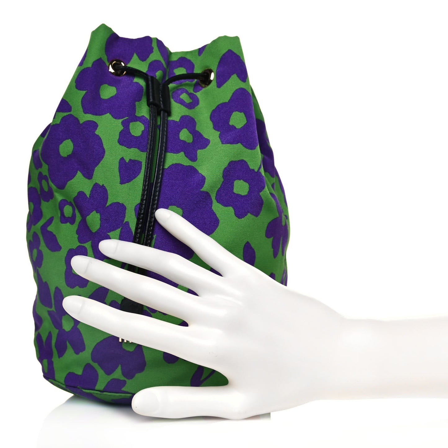 Tessuto Nylon Faille Print Pouch Verde Anemone
