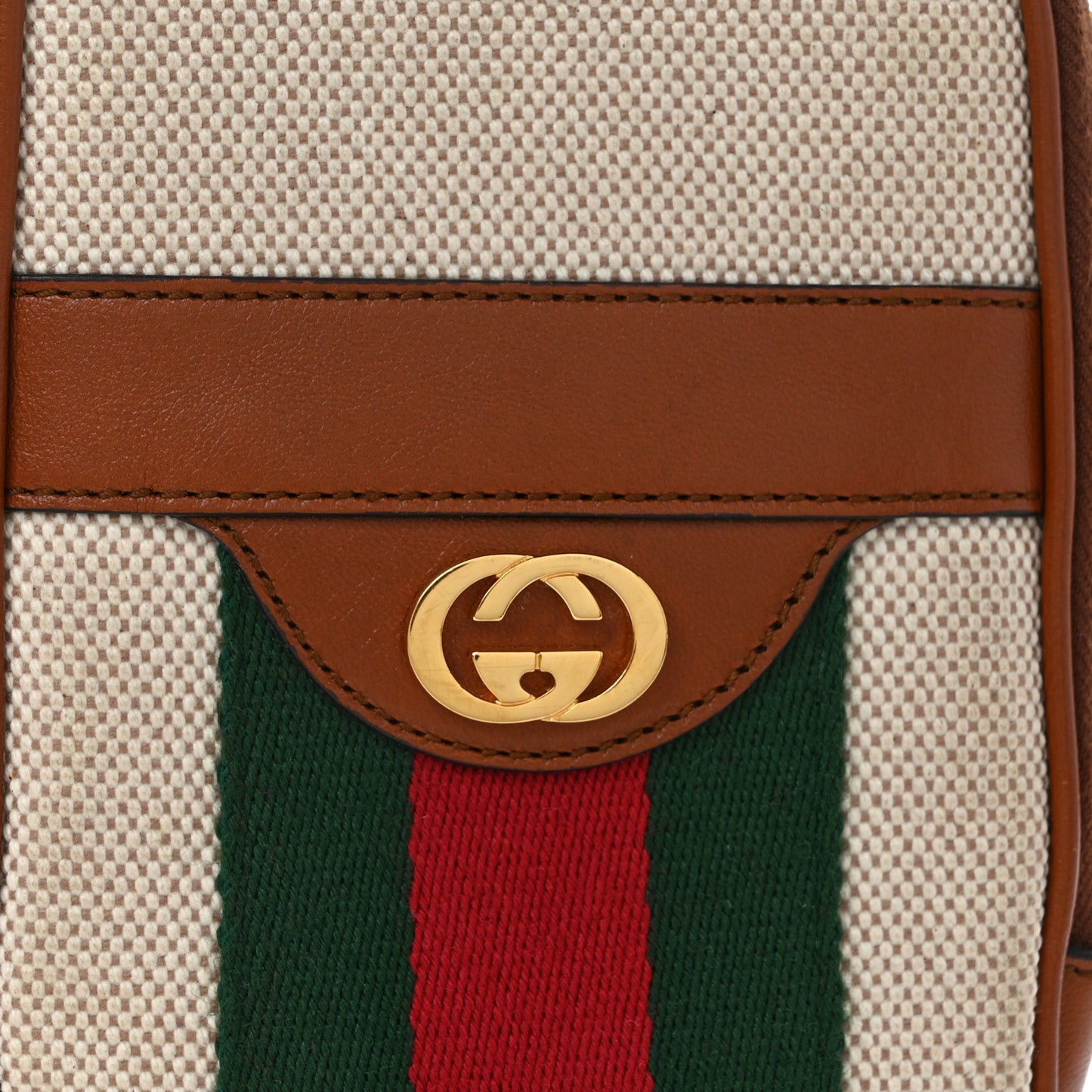 Vintage Canvas Calfskin Web Belted iPhone Case 80 32 Sand Cuir